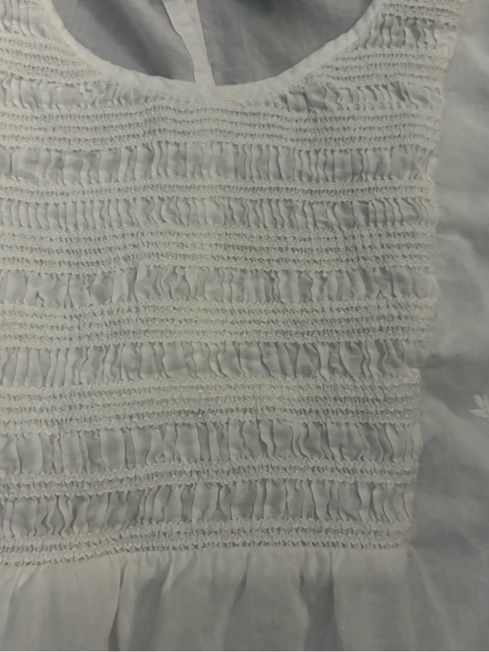 Lucky Brand Womens Boho Peasant Blouse XS White Cottagecore Embroidered Smocked - Picture 8 of 14